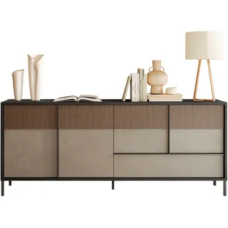 Home Affaire Sideboard Everest 206 x 86 x 40 cm Grau / Lava / Lehmfarben