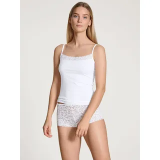 CALIDA Spaghettitop »Natural Comfort Lace« weiche Spitze, elastisch, Single Jersey, Qualität, Cotton-Mix, weiß,