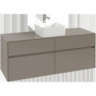 Villeroy & Boch Collaro Waschbeckenunterschrank, 4 Auszüge, Waschbecken mittig, 1400x548x500mm, C04500VN, Farbe: Front/Korpus: Cashmere Grey, Griff: Cashmere Grey