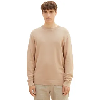 Tom Tailor Denim Herren Basic Strick-Pullover mit Struktur, 11704 - Silver Ecru, L