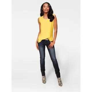 Shirttop HEINE, Damen, Gr. 40, gelb, 95% Viskose, 5% Elasthan, Webware:100% Viskose, unifarben, Rundhals, Tops Shirttop