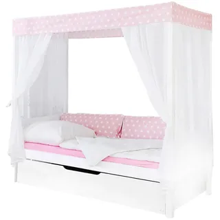 Mid.you Himmelbett , Rosa, Weiß , Holz , Kiefer , massiv , Stern , Höhe ca. 18 cm , 90x200 cm , FSC Mix , Himmelfunktion, nur für Rollroste geeignet , Schlafzimmer, Komplette Schlafzimmer und Serien, Schlafzimmerserien