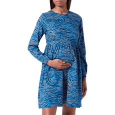 MAMALICIOUS Damen Mlcosta Lia L/S Wo Dress 2f A., Strong Blue/Aop:black Pattern, L