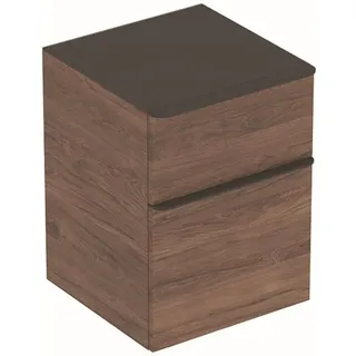 Geberit Smyle Square Seitenschrank mit 2 Schubladen, 500.357.JR.1, Farbe: Nussbaum hickory /Melamin Holzstruktur