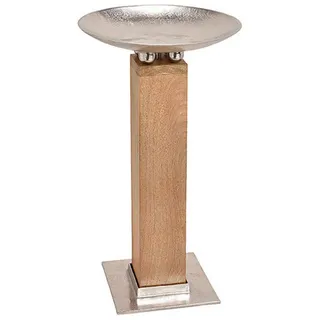Dekosäule , Braun, Silberfarben , Holz, Metall , Mangoholz , 41x75x41 cm , Dekoration, Weihnachtsdekoration, Winterdeko