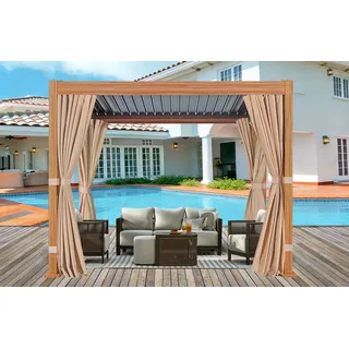 Pavillon KONIFERA "Alhambra", braun, B/H/T: 300cm x 240cm x 300cm, Pavillons, Pavillon, verschiedene Größen, inkl. Seitenwände