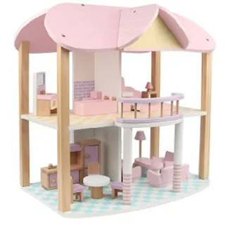 Coemo Puppenhaus Sandy möbliert Holz 2 Etagen