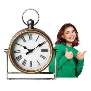 Standuhr aus Holz altgold retro 18x24 cm Alpen - Gold