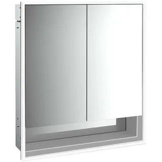emco loft Lichtspiegelschrank mit Unterfach, 600mm, Unterputzmodell, aluminium/weiß, 979806205, Ausführung: 2 Türen