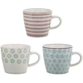 Bloomingville Tassen Patrizia 0,1 l Blau Grün Rosa 3 St.