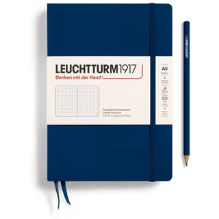LEUCHTTURM1917 342925 Notizbuch Medium (A5), Hardcover, 251 nummerierte Seiten, Marine, dotted