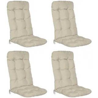 Beautissu Hochlehner Auflage 120 x 50 x 8 cm beige 4-tlg.
