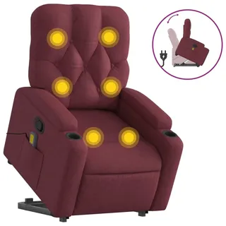 Massagesessel mit Aufstehhilfe Weinrot Stoff - Rot