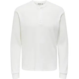 ONLY & SONS Herren Onstobie Reg Ls Henley Tee Noos, Bright White, L