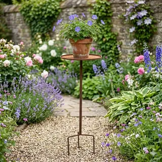 Steckbarer Gartentisch in rustikaler Rostoptik - Braun