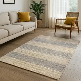 MY-RUG Jute Teppich 160x230 cm - Handgewebter Juteteppich Oval Grau | Nachhaltiger Sisalteppich aus 100% Jutefaser, handgefertigter ovaler Teppich, flach gewebt und OEKO-TEX zertifiziert.