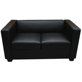 Mendler 2er Sofa Couch Loungesofa Lille ~ Leder, schwarz