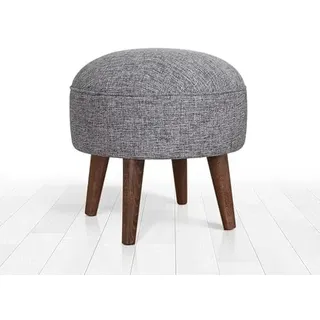 Atelier Del Sofa Stilvoller Grauer Pouf, 43 cm hoch, 45 cm tief | 50% Baumwolle/50% Samt, 6 cm orthopädischer Schaumstoffkern, Holzbeine | Skandinavisches Design für modernes Wohnen