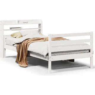 vidaXL Bettgestell mit Kopfteil ohne Matratze Weiß 100x200 cm - Weiß