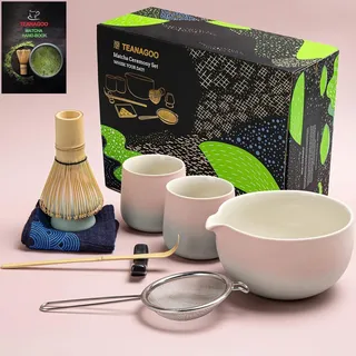 TEANAGOO Matcha Set Bambus Schneebesen Keramik Schale 9 Stück Gradient