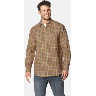 Langarmhemd BABISTA "Flanellhemd FLOREVERTI", Herren, Gr. XL, weit, gelb (gelb kariert), Obermaterial: 100% Baumwolle CO., Hemden Langarmhemd