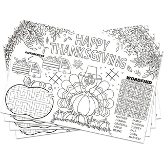 Einweg-Tischsets für Kinder, Tom Turkey, 27,9 x 43,2 cm, Türkei, Erntedankfest, Tischset für Herbst, Kinder, Schule, Party, Dekoration, Platzdeckchen, Tischuntersetzer, Tischdeckchen