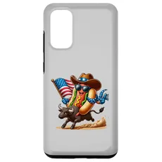 Hülle für Galaxy S20 Funny Hotdog Amerikanische Flagge USA Riding Bull 4. Juli Rodeo
