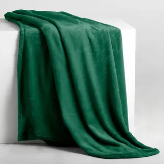 DecoKing Kuscheldecke 70x150 cm Decke Microfaser Tagesdecke Fleece weich sanft kuschelig weich sanft kuschelig Ivory Flaschengrün Mic