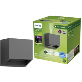 Philips Außenwandleuchte Metall 10,0 cm inkl. LED-Lampe grau
