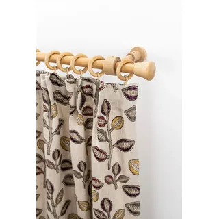 GARESA Gardinenstange »Sandri Vollrund, Endknopf Reno« 1 läufig-läufig Wunschmaßlänge Vorhanggarnitur aus Holz, verlängerbar, mit Ringe, braun