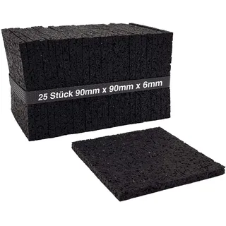 My Plast I 90 x 90 x 6 mm - 25 Stück I Terrassen-Pads – wasserbeständige Gummimatten für Terrassen-Holz, belastbare Bautenschutzmatte