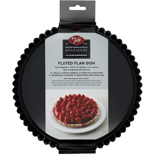 Tala Performance Canneleé Tarteform 23 cm, Profi-Kohlenstoffstahl mit Eclipse Antihaftbeschichtung, Herausnehmbarer Boden, Ideal für Süße oder Herzhaft Tartes, Quiches und Desserts, Schwarz