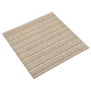 Modul Teppich - Teppichfliesen 50x50 cm - 20er Pack - Kunststoffboden - Einfach zu verlegen - Für Innenbereich - Beige Gestreift