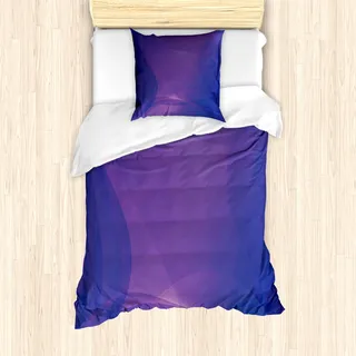 ABAKUHAUS Indigo Mantele, Indigo Wellig Moderne Kunst, Milbensicher Allergiker geeignet mit Kissenbezügen, 135 cm x 200 cm - 80 x 80 cm, Lila und Dunkelblau