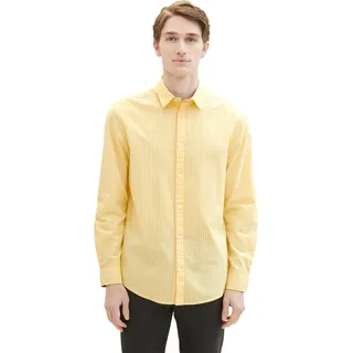 TOM TAILOR Herren Regular Fit Basic Hemd mit Streifen, 35194 - Sunny Yellow Stripe, XL