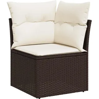 vidaXL Garten-Ecksofa mit Kissen Braun Poly Rattan - Beige