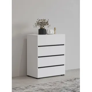 INOSIGN Kommode »Cross,Breite 60 cm, moderne grifflose Sideboard,4 Schubkästen«, Schubladenschrank mit viel Stauraum, Flur Highboard weiß