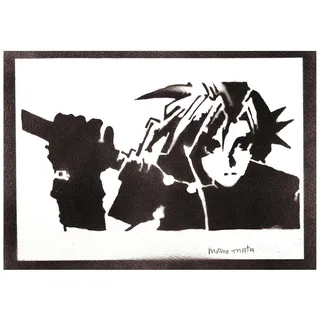 moreno-mata Echtes Handgemachtes Graffiti Final... Gamer Aesthetic Poster & Kunstdrucke Bilder Cloud Strife Plakat Handmade Deko Wandbilder Wohnzimmer Wanddeko Geschenke für Männer und Frauen