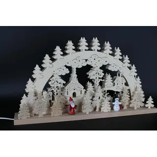 Schwibbogen Weihnachtsmann und Schneemann Bunt 60x33cm NEU Lichterbogen