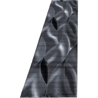 Läufer AYYILDIZ TEPPICHE "Plus 8008" Gr. 12, grau (grau, schwarz), B:80cm H:6mm L:300cm, Kunstfaser, Teppiche, Läufer, gemusterter Flachflor, robust, Webteppich, alle Räume