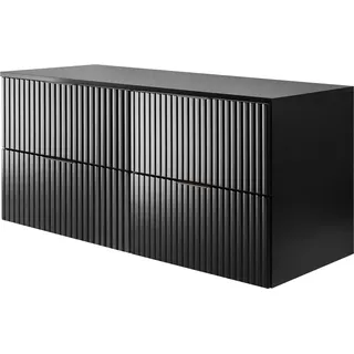 Waschtischunterschrank, Mattschwarz, Schwarz mit schwarzen Griffen, B 120 cm - Schwarz