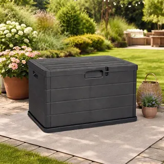 Auflagenbox Kissenbox Sitzbank Kunststoff Anthrazit 170L - Grau