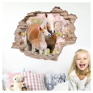 Little Deco 3D Wandtattoo Wandsticker Kinderzimmer Mädchen Pferd Horse Wandaufkleber Spielzimmer Wanddeko Schlafzimmer Wandbild Loch in der Wand Poster DL631