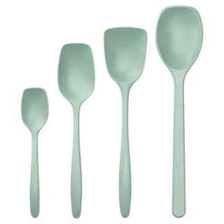 Rosti Classic Kochlöffel Set 4-Teilig, Hochwertiges Küchenhelfer Set mit 3 Kochlöffel & 1 Backlöffel, aus Kunststoff, Hitzebeständig, Bruchsicher, Spülmaschinenfest, Nordic Green