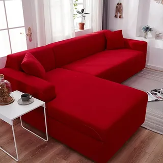 VEAI Sofabezug L Form Couchbezug Ecksofa Sofahusse Stretch Sofa überzug für 1/2/3/4 Sitzer(L-förmiges Ecksofa erfordert Zwei)(P,1-Sitzer (90-140 cm))