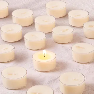 LETINE Jasmin Duftkerze Teelichter 14 Stück | 100% Palmwachs Duftteelichter Weiß, 6 Stunden Brenndauer, Duftkerzen Scented Candle, Rauchfrei & Langanhaltend für Halloween & Weihnachten