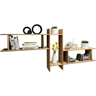 Mid.you Wandregalset , Honigeiche , Holzwerkstoff , 3-teilig , 21x152x14 cm , hängend , Wohnzimmer, Regale, Wandregale