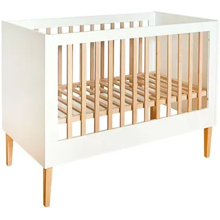 ATB Weiss Babybett Ila 60x120 - Baby Bett Für Baby , Massivholz Bed 120x60 for babys , Kinderbett Ab 3 Jahr , Weiß Crib 60 x 120 , Beyaz Bebek Yatagi