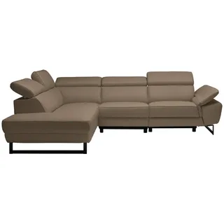 Celina Home Ecksofa , Hellbraun , Metall , Echtleder , Spaltleder, Rindleder , Ottomane links, L-Form , 281x225 cm , Made in Eu , Lederauswahl, Stoffauswahl, seitenverkehrt erhältlich, Hocker erhältlich, Rücken echt , Wohnzimmer, Sofas & Couches, Wohnlandschaften, Ecksofas