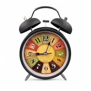 GMMH Retro Analog Wecker, Ohne Ticken, Tischuhr Nachttischuhr Doppelglockenwecker (27-7) Vintage Retro Nostalgie aus Metall, Antik Standuhr Schreibtischuhr Uhr Tischwecker mit Alarm, Weckuhr